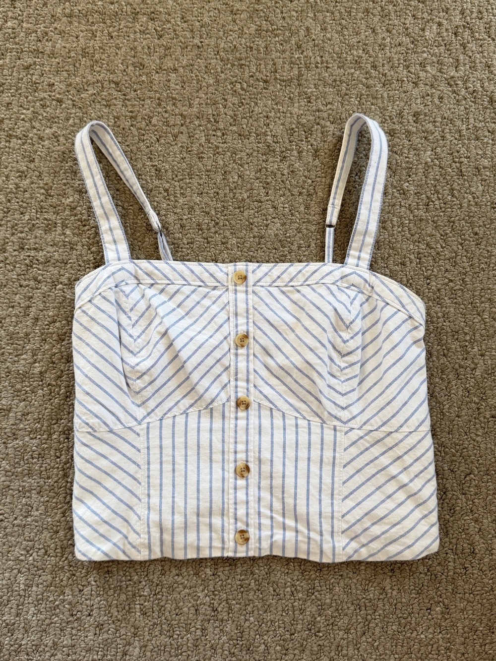 Abercrombie & Fitch White and Blue Striped Button-Front Tank Top Size Small